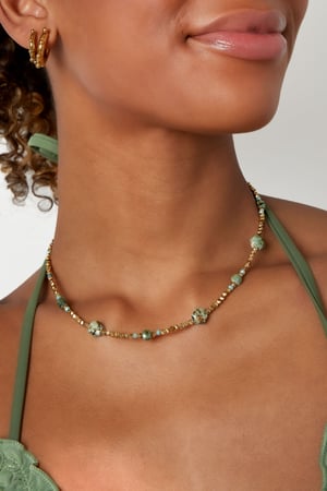 Collar de abalorios diferentes abalorios - acero inoxidable verde y dorado h5 Imagen3
